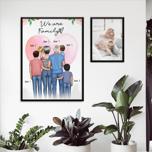 Personalisiertes Poster - Oma + Opa (Großeltern) + 1-4 Enkelkinder
