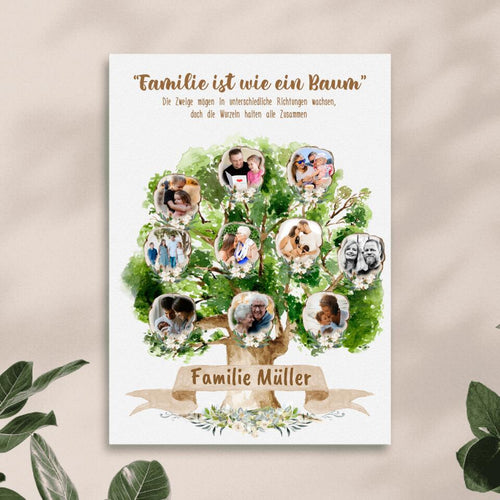 Personalisiertes Poster - Familienstammbaum mit 2-10 Bildern