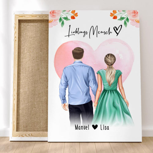 Personalisierte Leinwand mit Paar (stehend) - Hemd und Kleid - Pärchen Leinwand