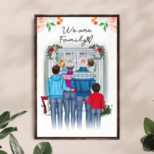 Personalisiertes Poster - Oma + Opa (Großeltern) + 1-4 Kinder - Weihnachtsposter