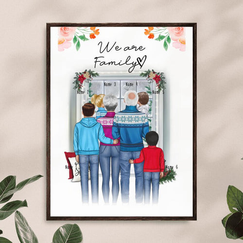 Personalisiertes Poster - Oma + Opa (Großeltern) + 1-4 Kinder - Weihnachtsposter