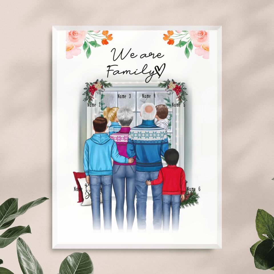 Personalisiertes Poster - Oma + Opa (Großeltern) + 1-4 Kinder - Weihnachtsposter