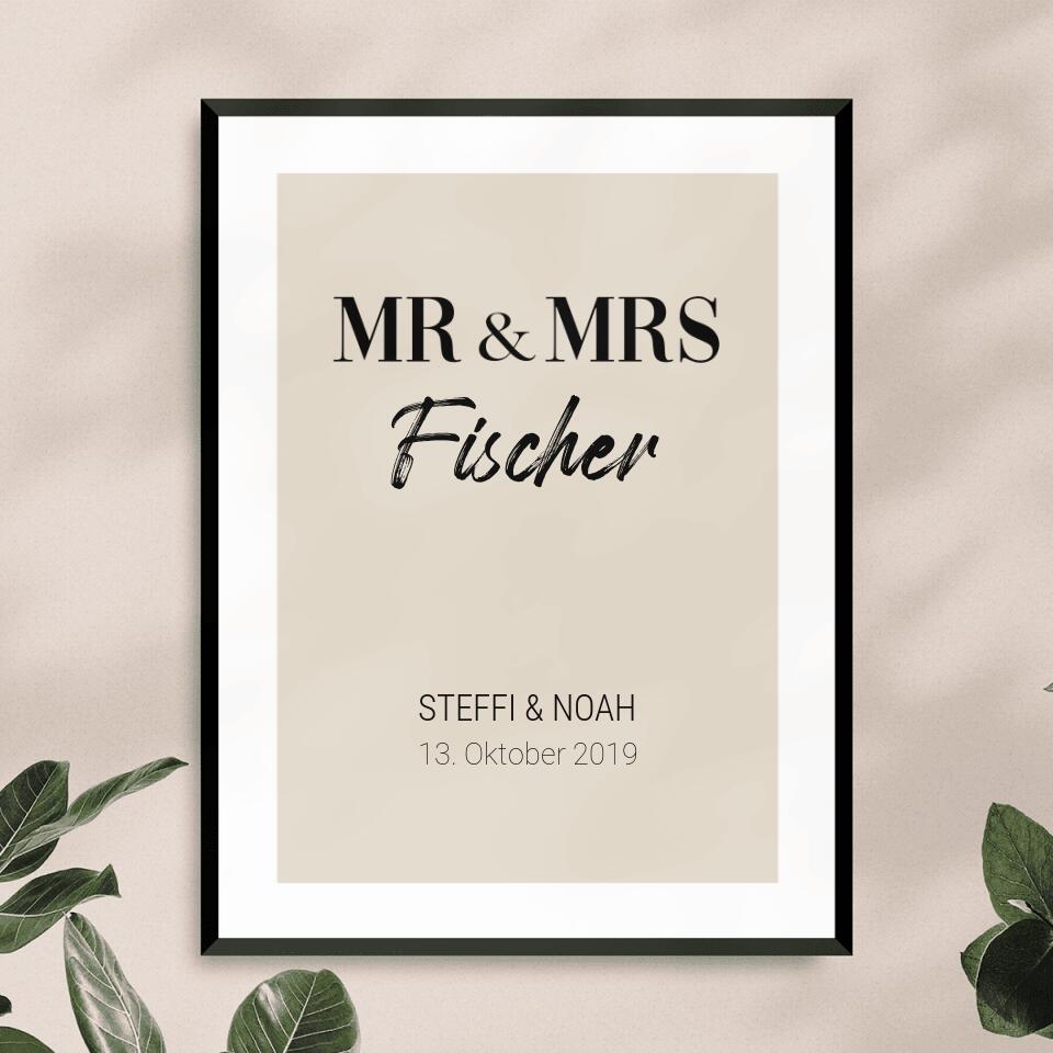 Personalisiertes Poster - Mr. & Mrs. + Familienname