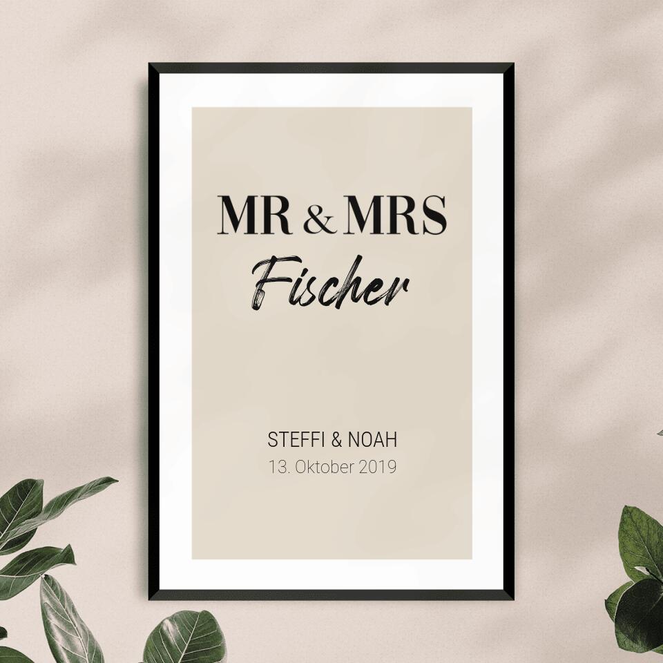 Personalisiertes Poster - Mr. & Mrs. + Familienname