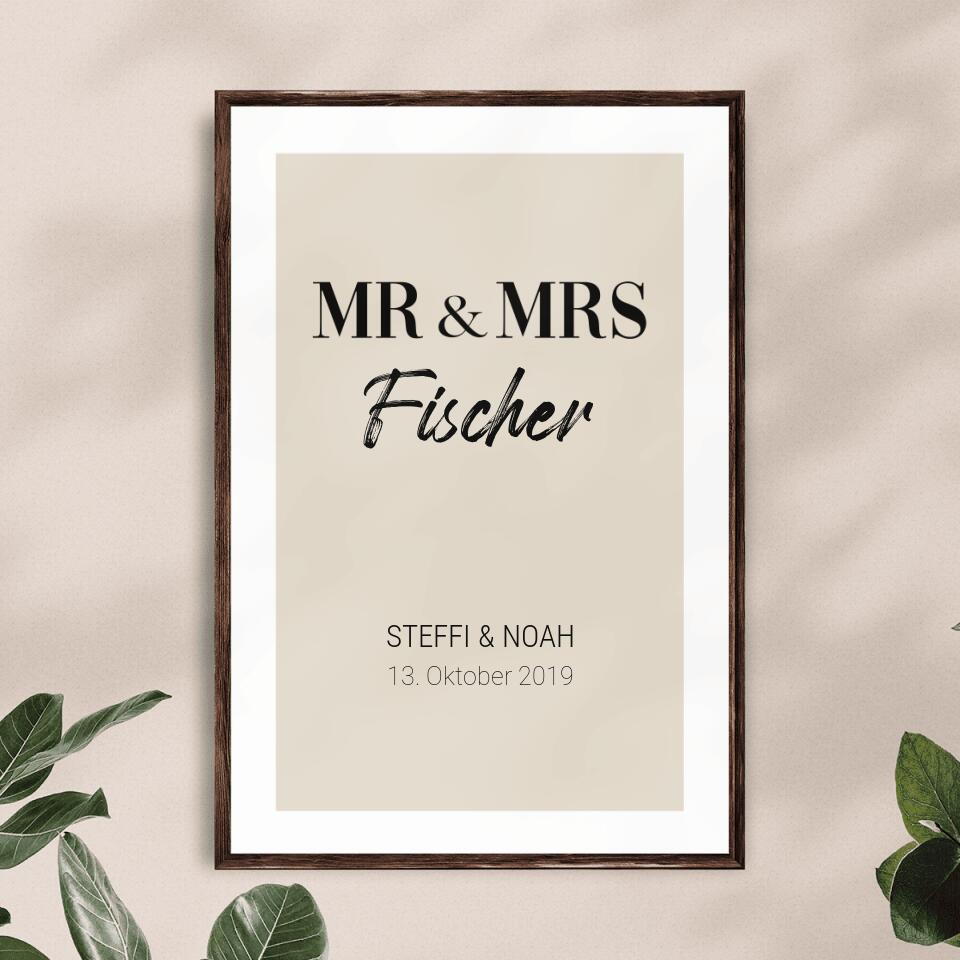 Personalisiertes Poster - Mr. & Mrs. + Familienname