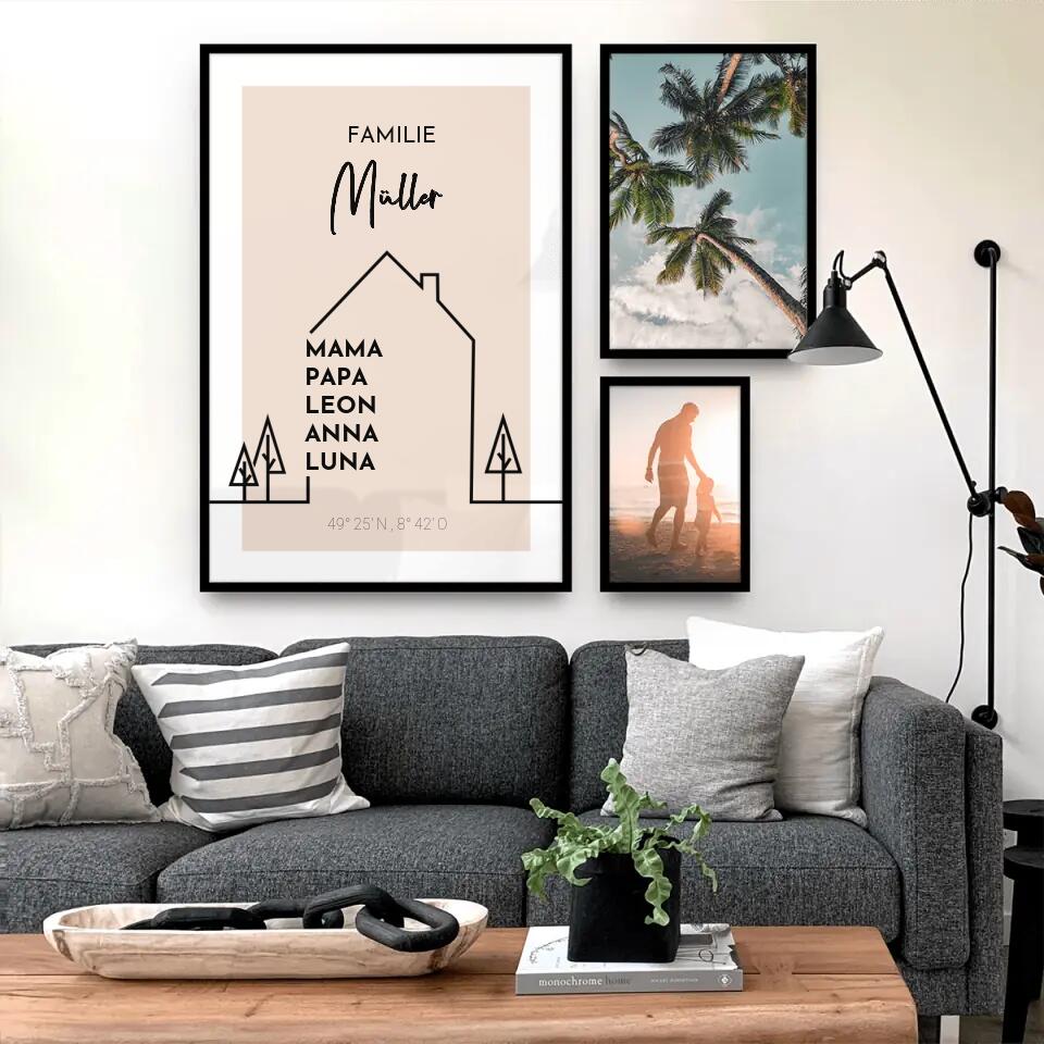 Personalisiertes Poster - Haus mit Namen - Modern