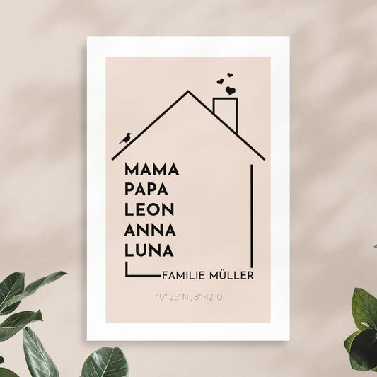 Personalisiertes Poster - Haus mit Namen - Modern 2