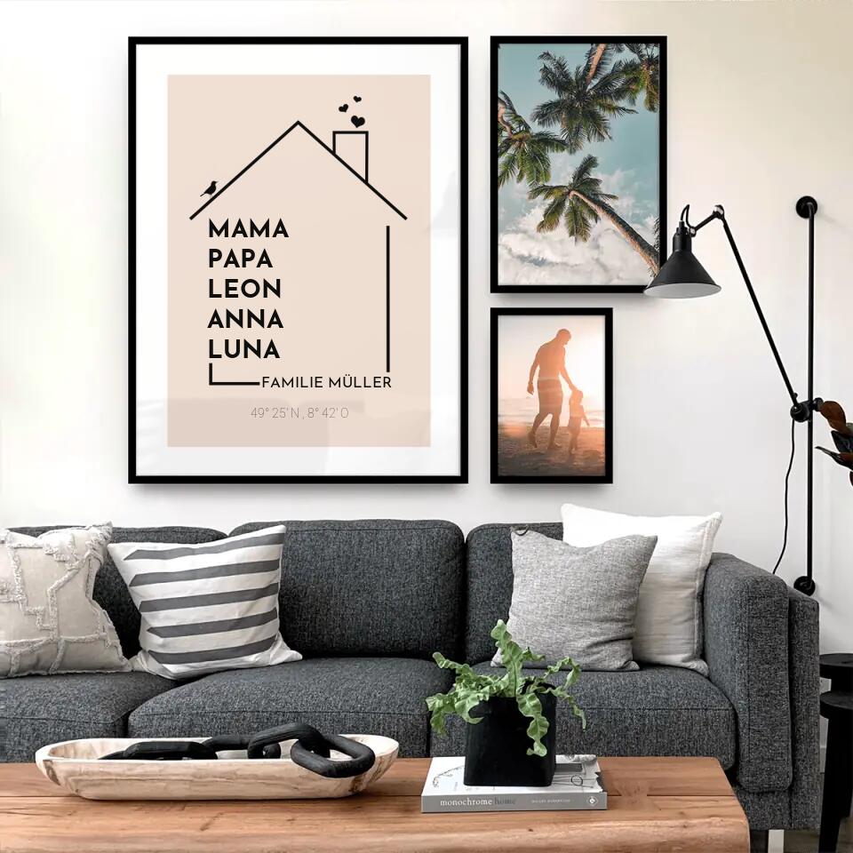 Personalisiertes Poster - Haus mit Namen - Modern 2