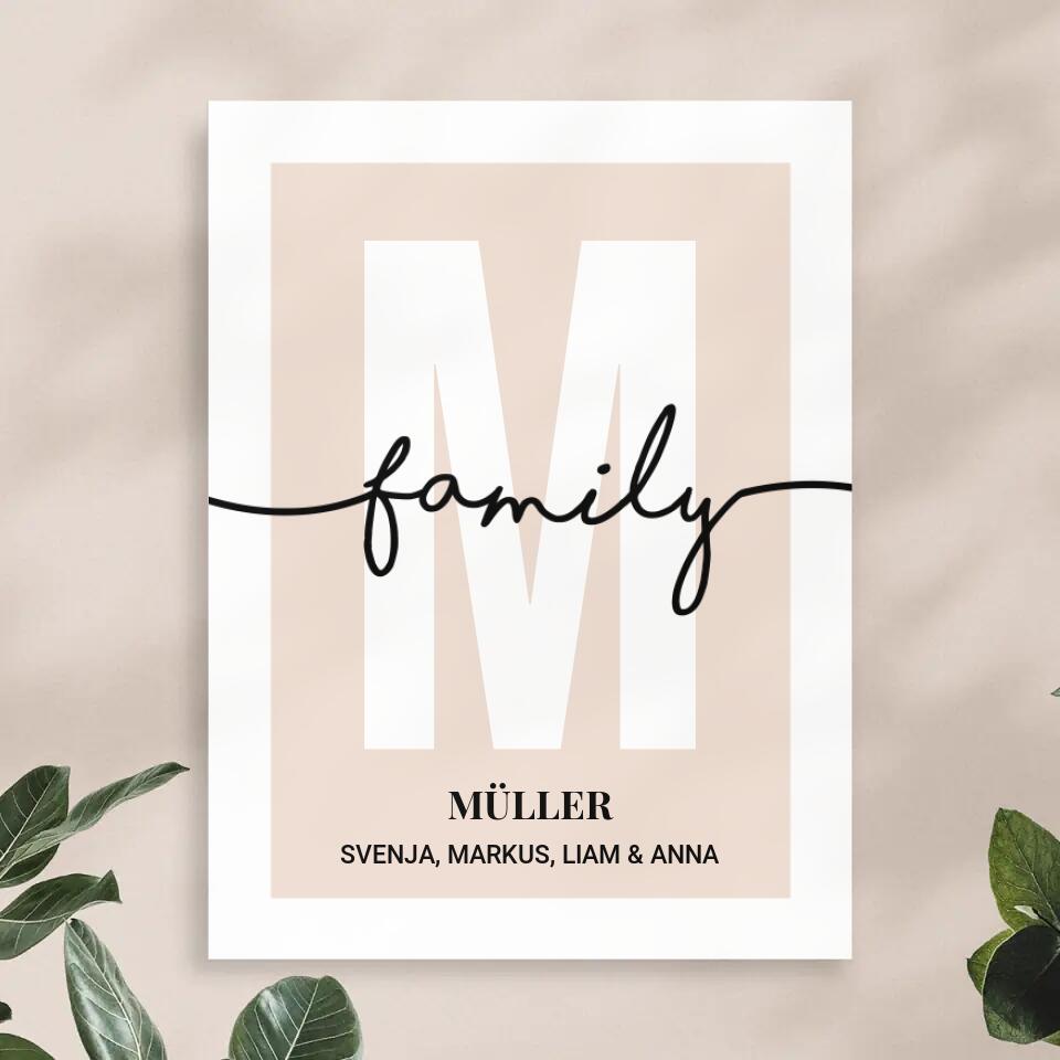 Personalisiertes Poster - Buchstabe mit Familienname und Namen