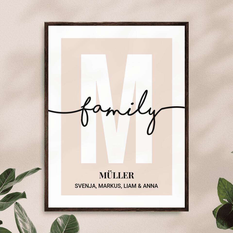 Personalisiertes Poster - Buchstabe mit Familienname und Namen