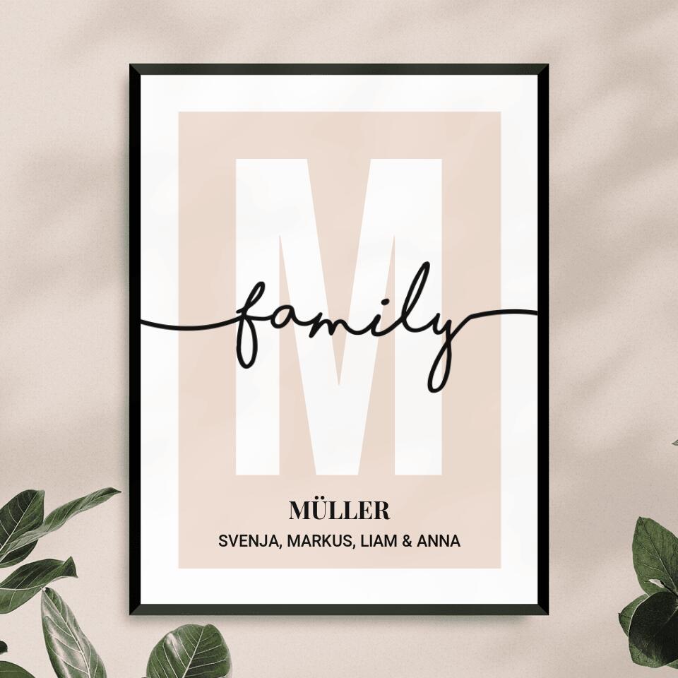 Personalisiertes Poster - Buchstabe mit Familienname und Namen