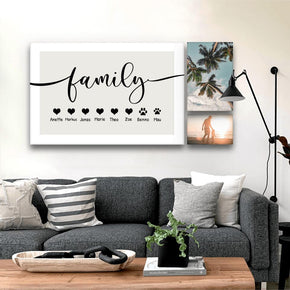 Personalisierte Leinwand - Family Schriftzug (2-8 Personen/Tiere)