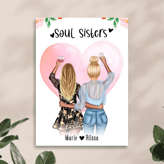 Personalisiertes Poster - Beste Schwestern (2 Schwestern) - Best Sisters