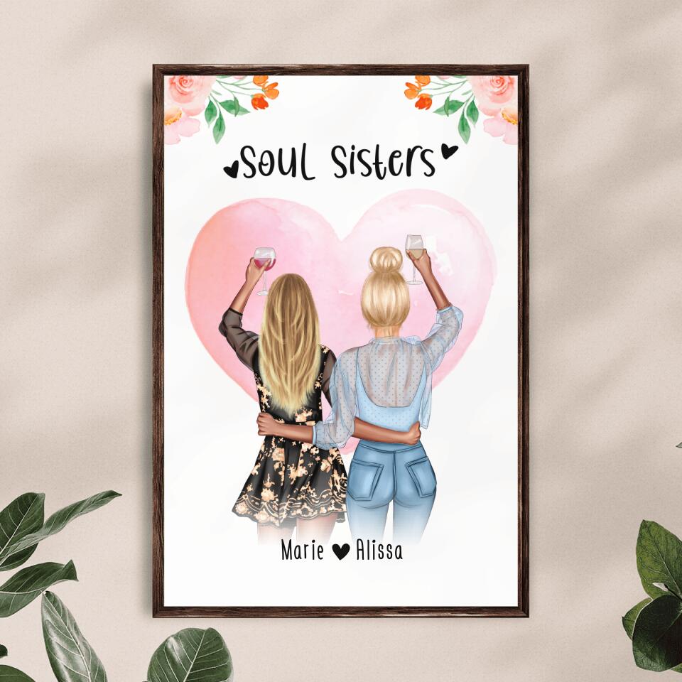 Personalisiertes Poster - Beste Schwestern (2 Schwestern) - Best Sisters