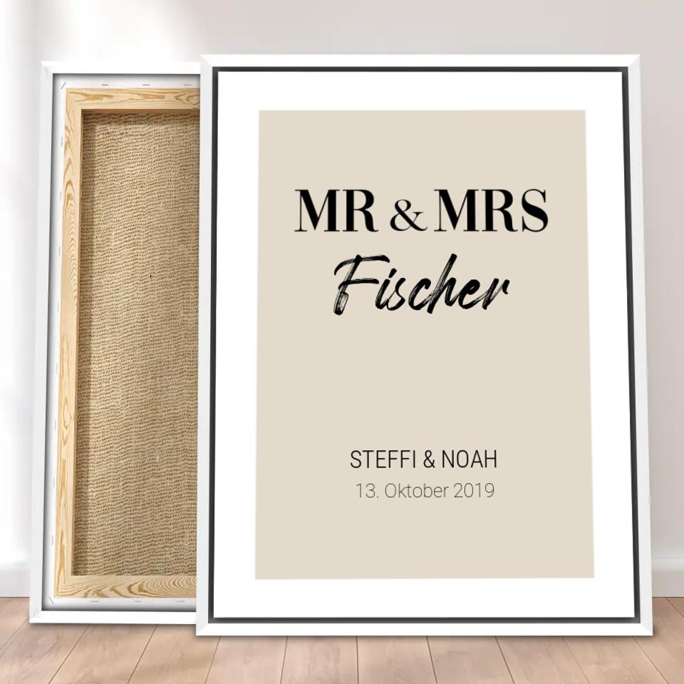 Personalisierte Leinwand - Mr. & Mrs. + Familienname