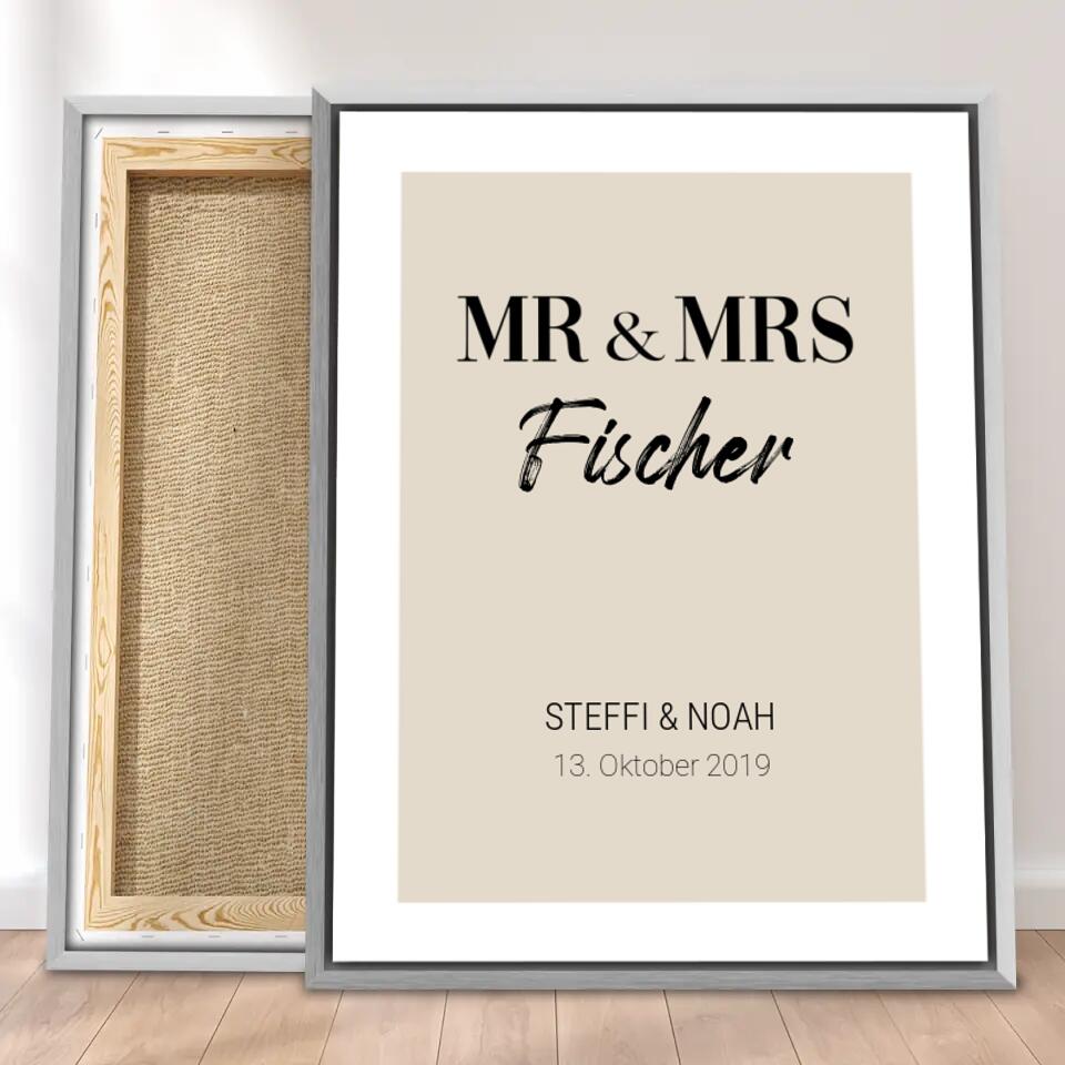 Personalisierte Leinwand - Mr. & Mrs. + Familienname