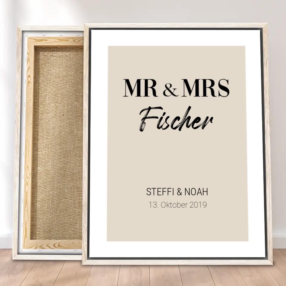 Personalisierte Leinwand - Mr. & Mrs. + Familienname