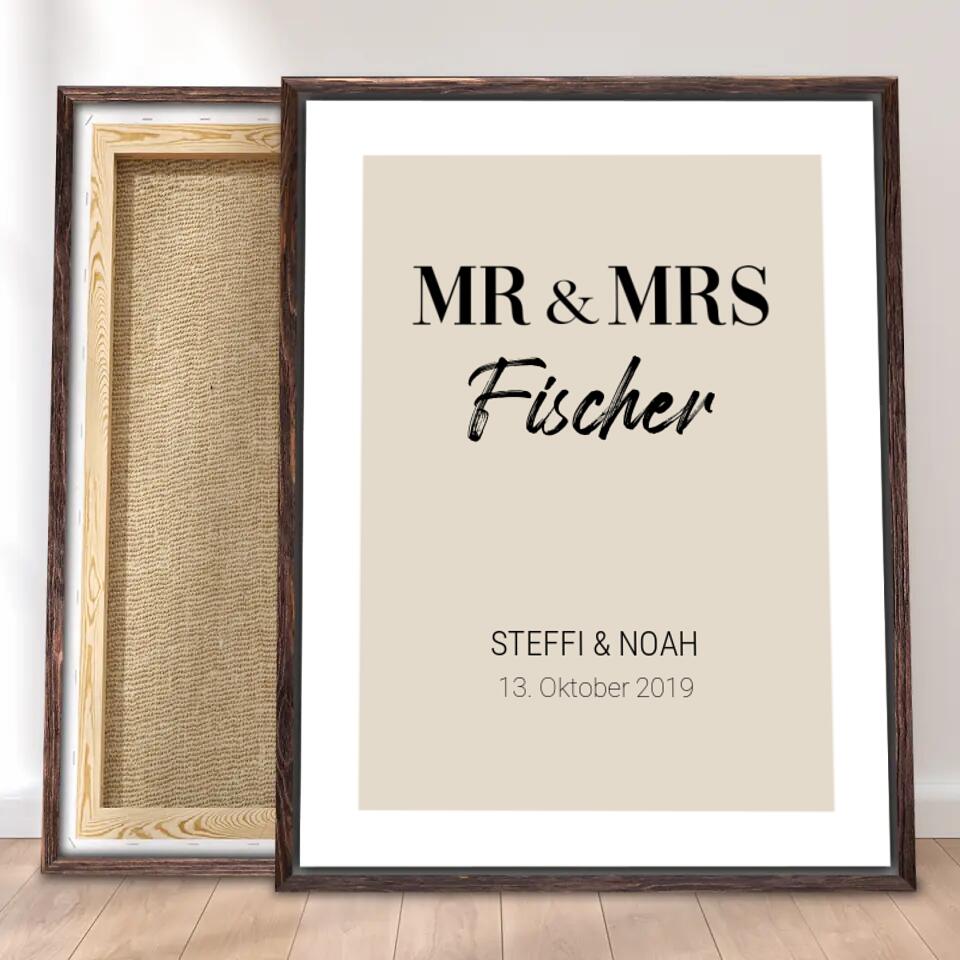 Personalisierte Leinwand - Mr. & Mrs. + Familienname