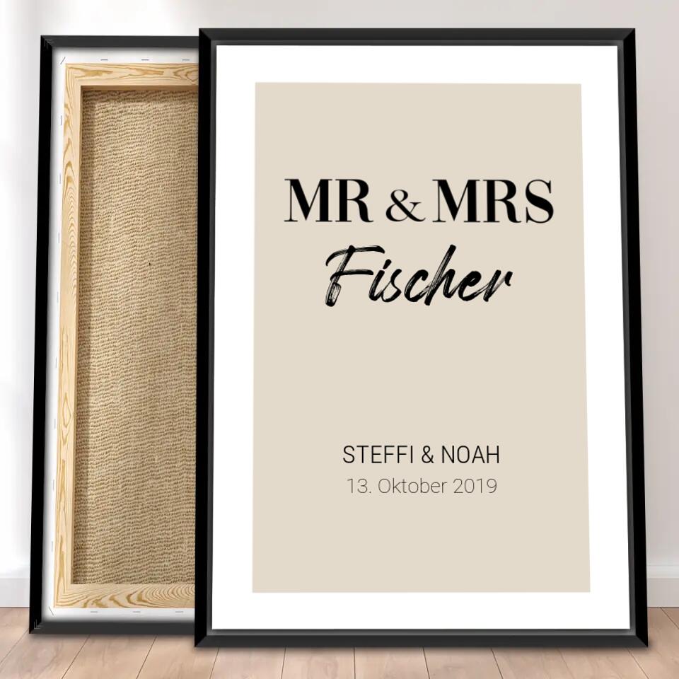 Personalisierte Leinwand - Mr. & Mrs. + Familienname