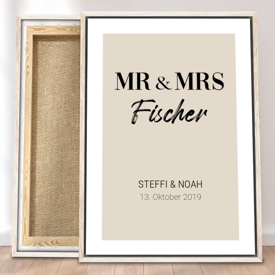 Personalisierte Leinwand - Mr. & Mrs. + Familienname