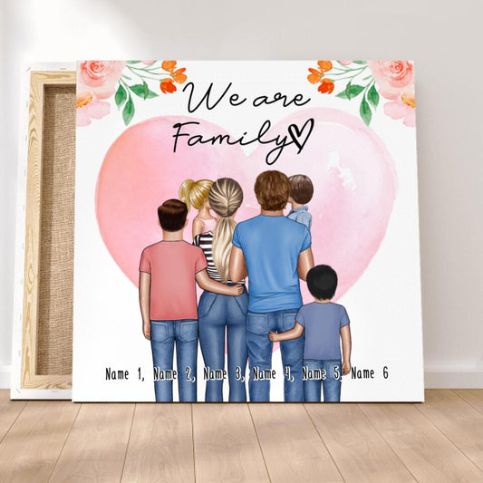 Personalisierte Leinwand - Familie mit 1-4 Kindern