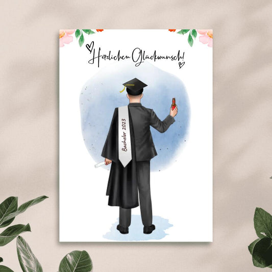 Personalisiertes Poster - Bachelor/Master/Abi/Schulabschluss Geschenk (1 Mann)