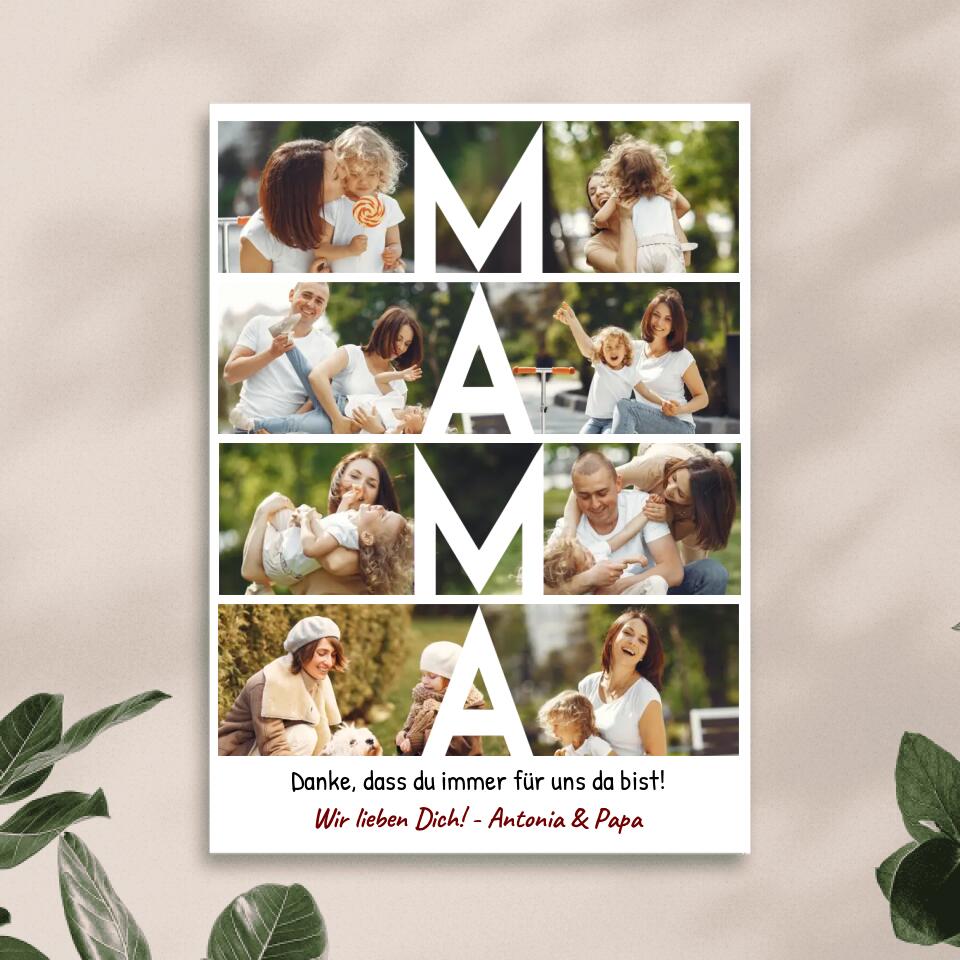 Personalisiertes Poster - MAMA Schriftzug und Collage mit 8 Bildern