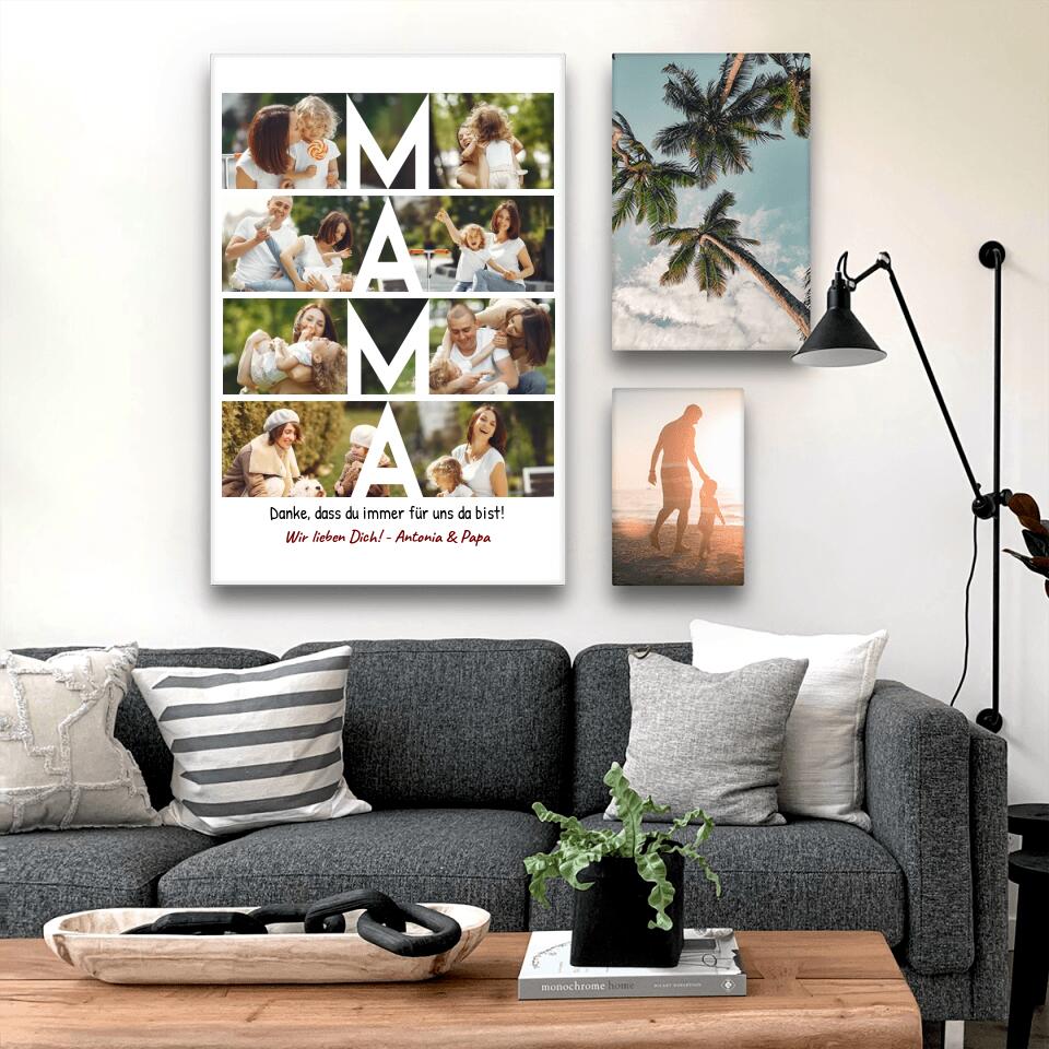 Personalisierte Leinwand - MAMA Schriftzug und Collage mit 8 Bildern