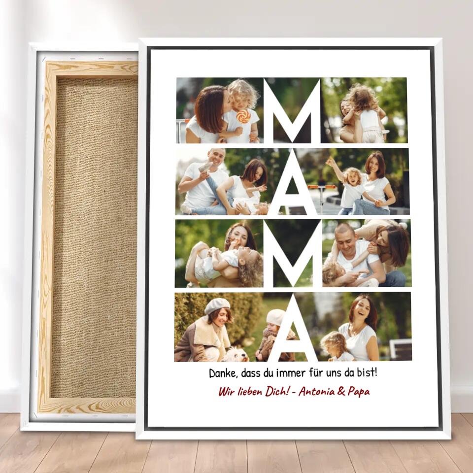 Personalisierte Leinwand - MAMA Schriftzug und Collage mit 8 Bildern