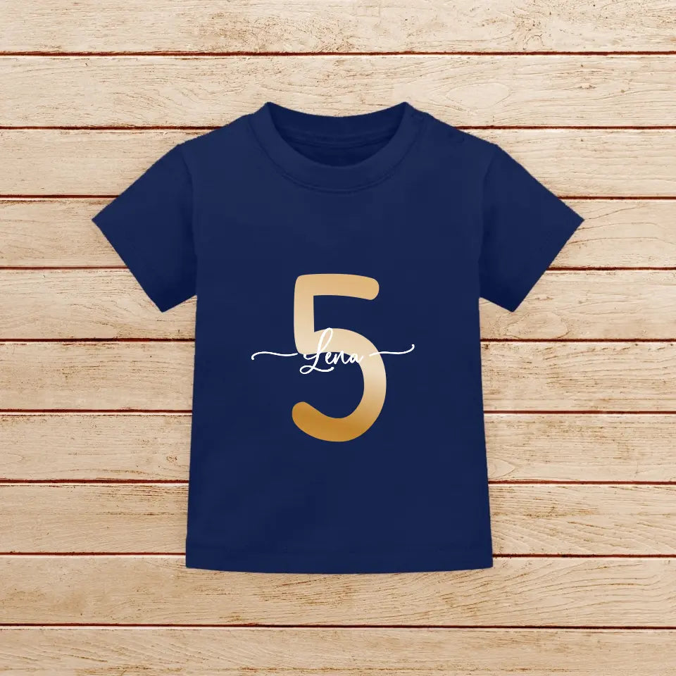 Personalisiertes Baby/Kinder T-Shirt - Name + Alter - Geburtstags T-Shirt