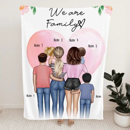 Personalisierte Decke - Familie (lesbisch/gleichgeschlechtlich) + 1-4 Kinder