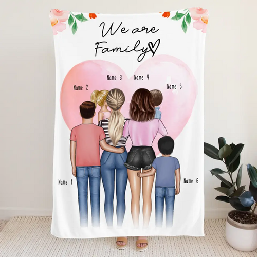 Personalisierte Decke - Familie (lesbisch/gleichgeschlechtlich) + 1-4 Kinder