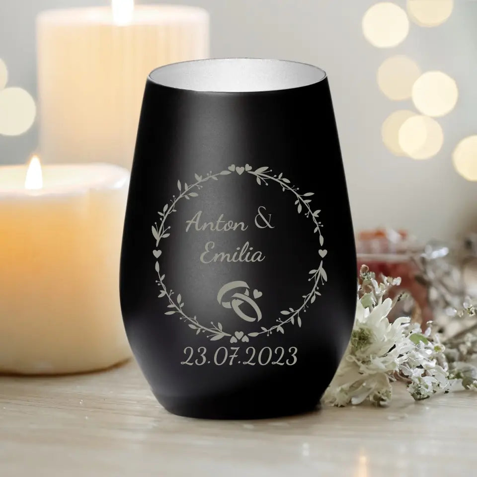 Personalisiertes Windlicht - Hochzeitstag - Paar