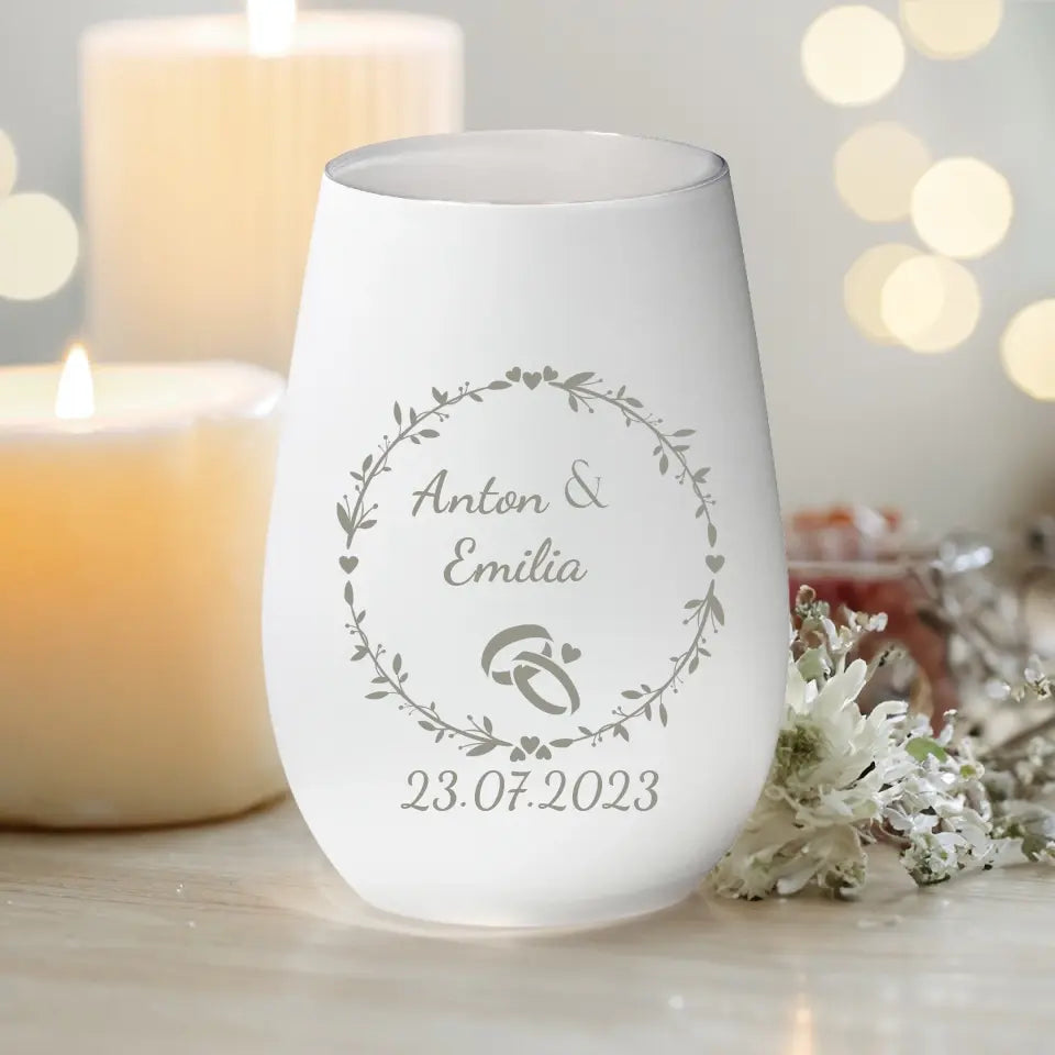 Personalisiertes Windlicht - Hochzeitstag - Paar