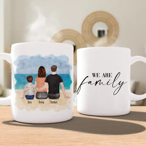 Personalisierte Tasse mit Familie (1 Kind/Baby)