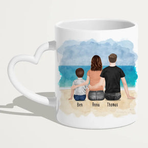 Personalisierte Tasse mit Familie (1 Kind/Baby)