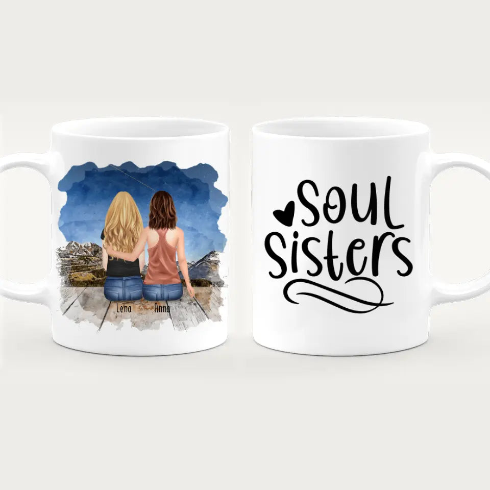 Personalisierte Tasse für Schwestern (2 Schwestern)