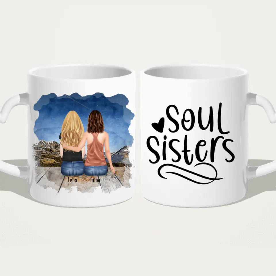 Personalisierte Tasse für Schwestern (2 Schwestern)