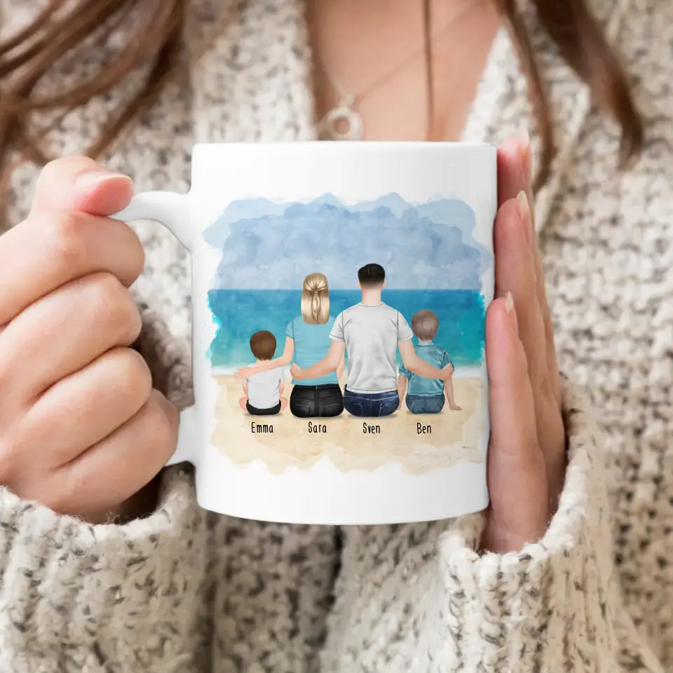 Personalisierte Tasse mit Familie (2 Kinder/Babys)