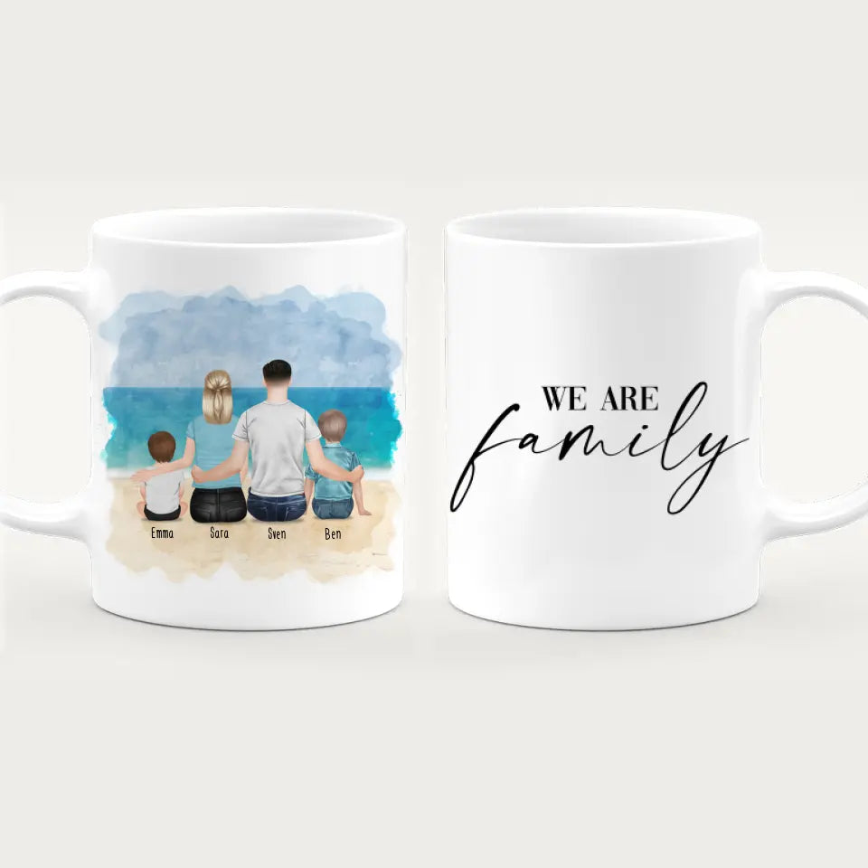 Personalisierte Tasse mit Familie (2 Kinder/Babys)