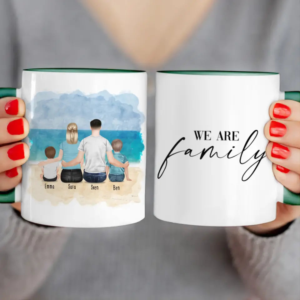 Personalisierte Tasse mit Familie (2 Kinder/Babys)