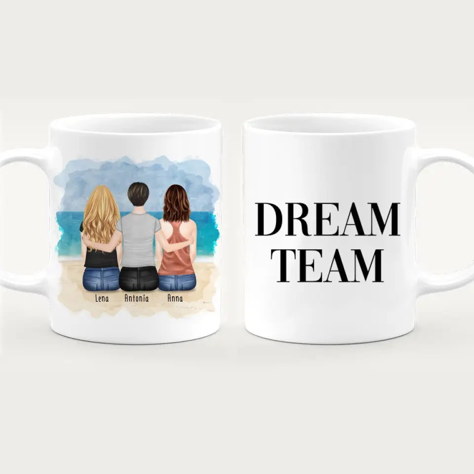 Personalisierte Tasse für Beste Freundinnen (3 Freundinnen)