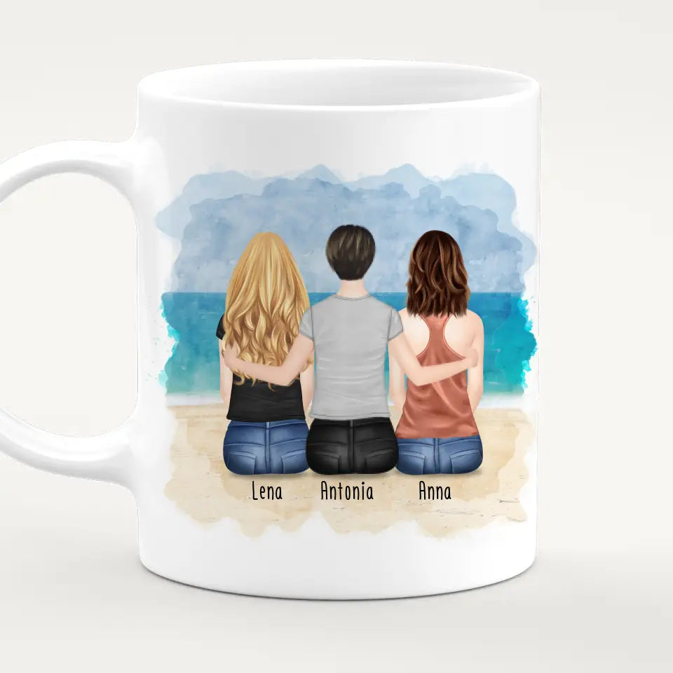 Personalisierte Tasse für Beste Freundinnen (3 Freundinnen)