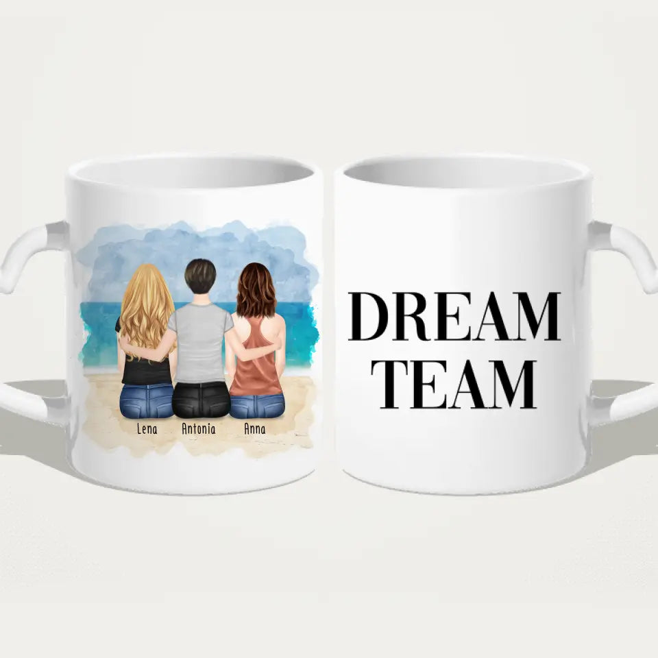 Personalisierte Tasse für Beste Freundinnen (3 Freundinnen)