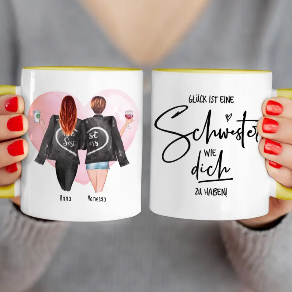 Personalisierte Beste Schwestern Tasse mit Jacke