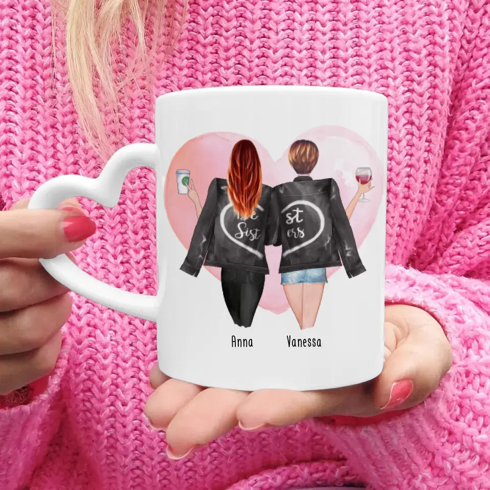 Personalisierte Beste Schwestern Tasse mit Jacke