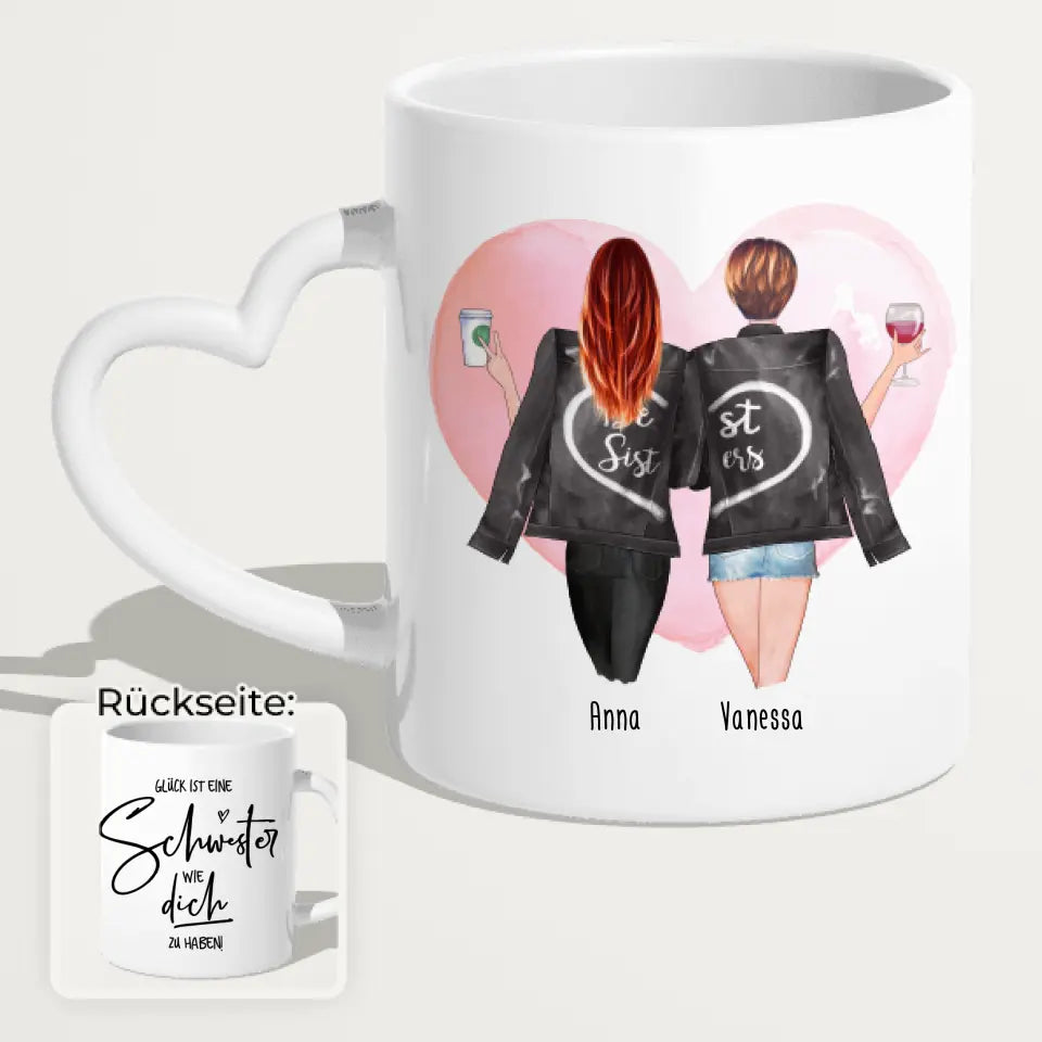 Personalisierte Beste Schwestern Tasse mit Jacke