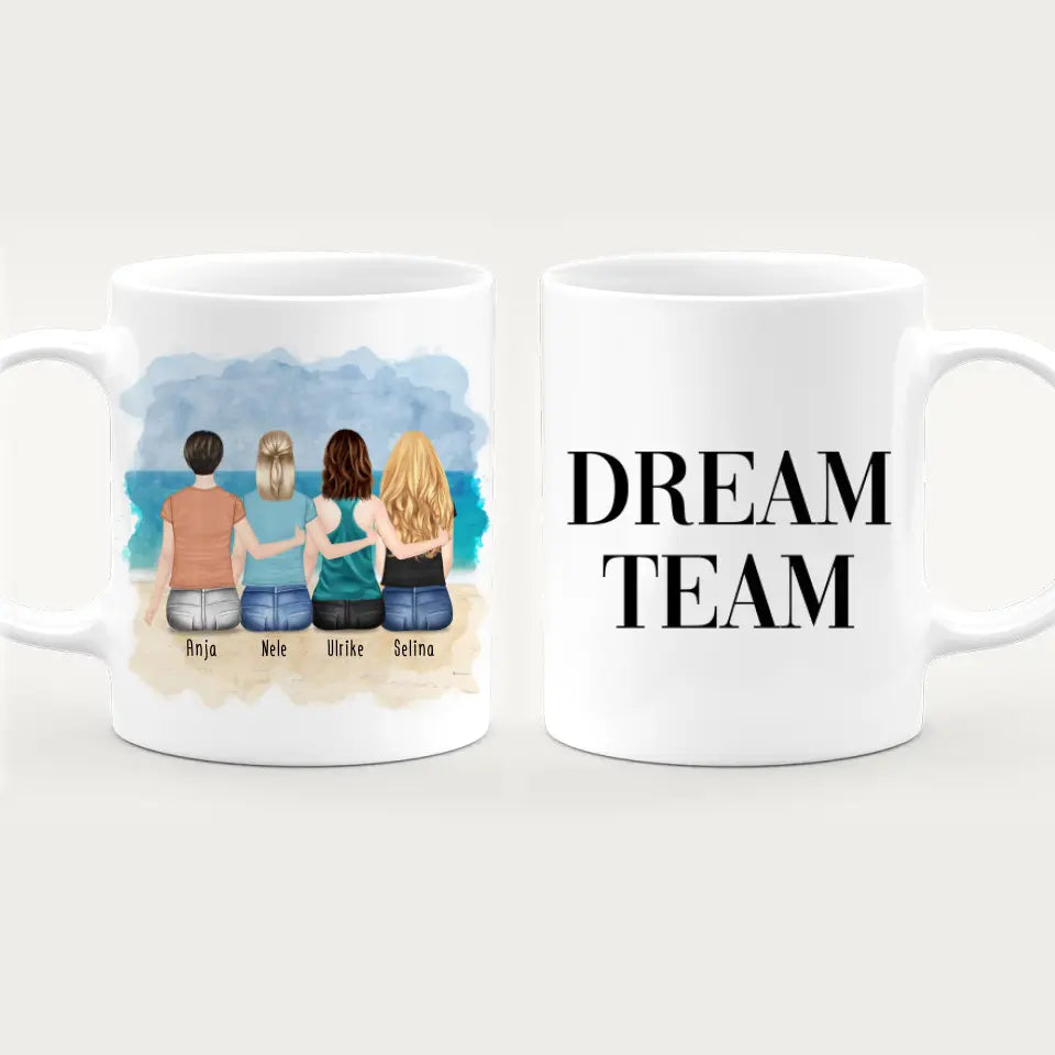 Personalisierte Tasse für Beste Freundinnen (4 Freundinnen)