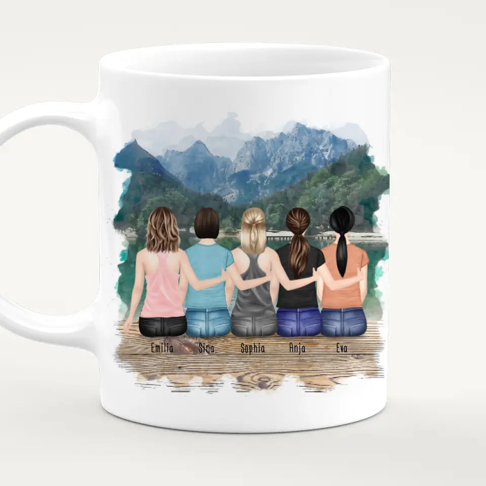 Personalisierte Tasse für Beste Freundinnen (5 Freundinnen)