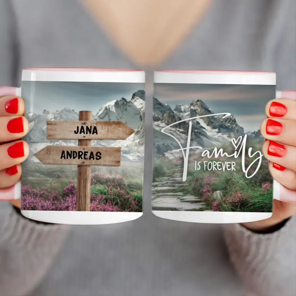 Personalisierte Wegweiser Tasse mit euren Namen